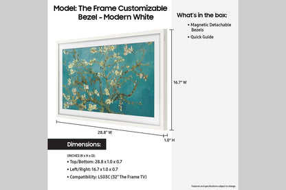 (Open Box) Samsung Customizable Bezel for 32-in The Frame TV, VG-SCFC32WTB/ZA - Modern White (2023)