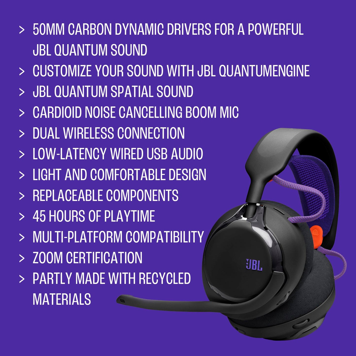 JBL Quantum 650 2.4ghz / Bluetooth Gaming Headphones; 50mm Drivers Universal - Black