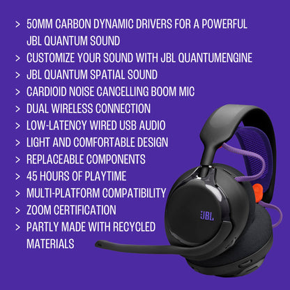 JBL Quantum 650 2.4ghz / Bluetooth Gaming Headphones; 50mm Drivers Universal - Black