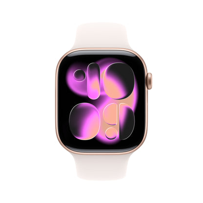 Apple Watch Series 11 GPS + Cellular 46mm Rose Gold Aluminum Case with Light Blush Sport Band - S/M - MFCG4LW/A - (Fall 2025)