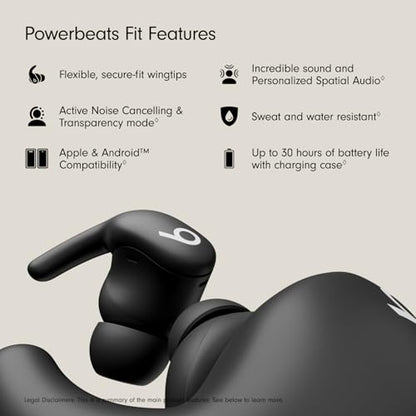 (Open Box) Beats Powerbeats Fit - Wireless Noise-Cancelling Workout Earbuds with Ultimate Secure Fit - Jet Black