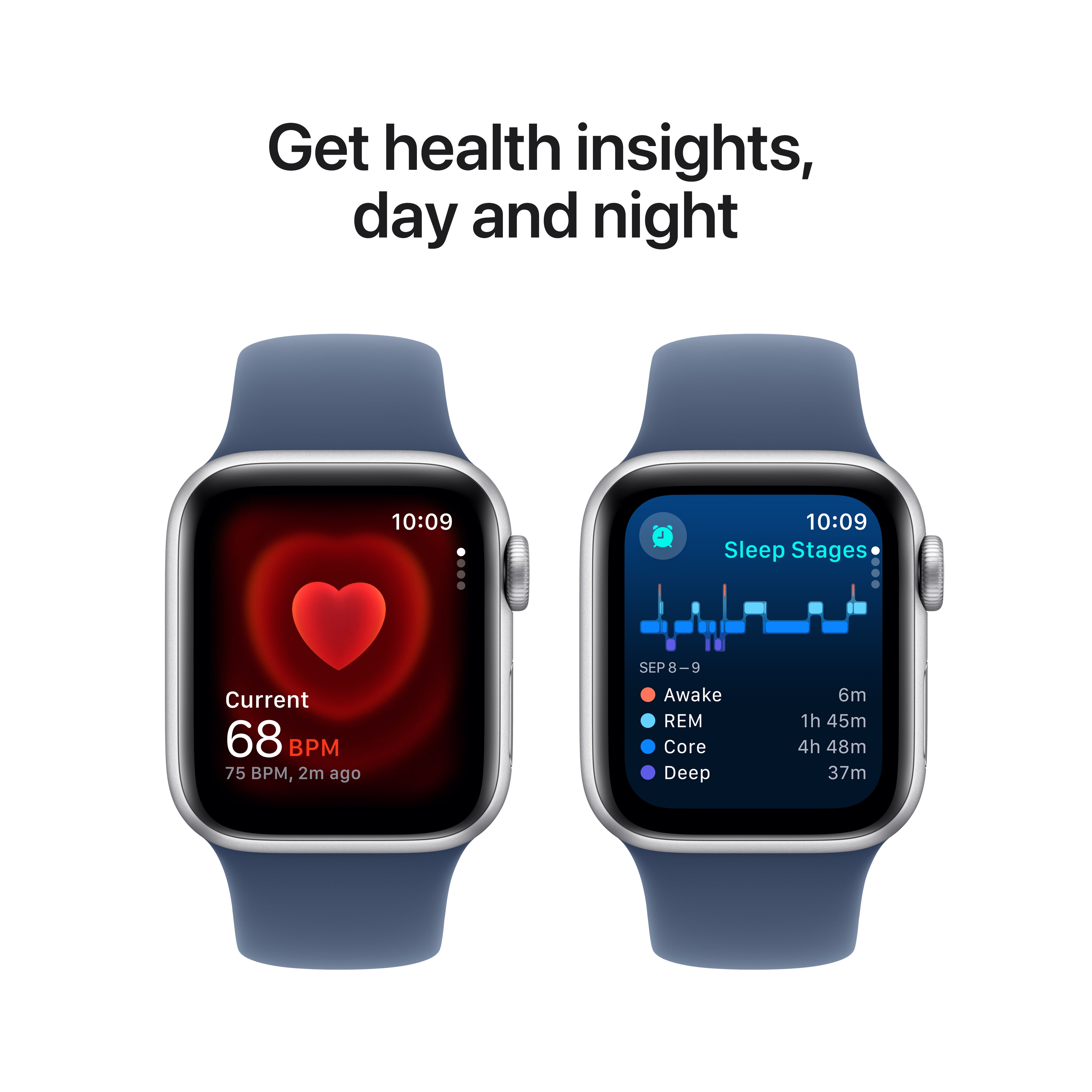 Apple Watch SE GPS 40mm Silver Aluminum Case with Denim Sport Band - M