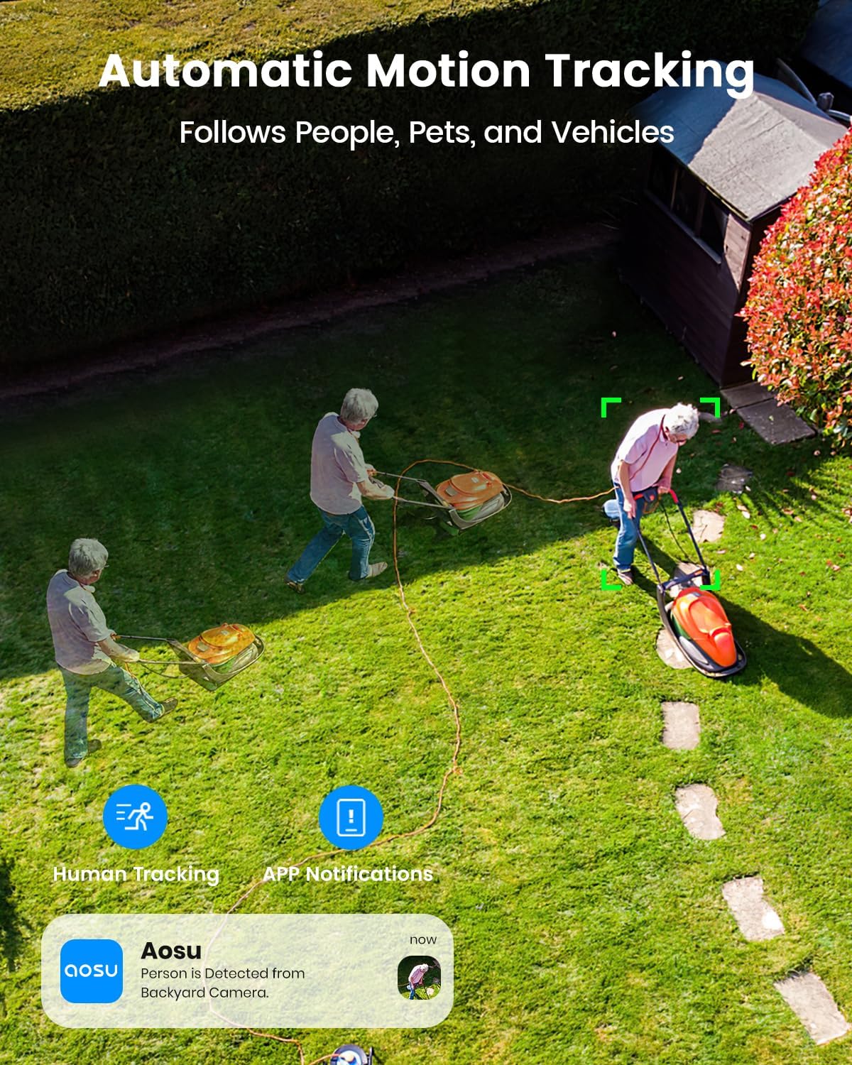 (Open Box) AOSU Security Cameras Wireless Outdoor - 3K/5MP Solar Powered 400-Lumen Spotlight Camera, 360° Pan/Tilt Surveillance, Night Vision, 2.4G WiFi Camera, Auto Tracking, AI Human/Vehicle/Pet Detection