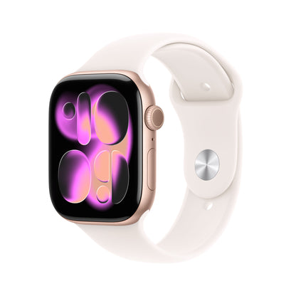 (Open Box) Apple Watch Series 11 GPS 46mm Rose Gold Aluminum Case with Light Blush Sport Band - M/L - MEV74LW/A - (Fall 2025)