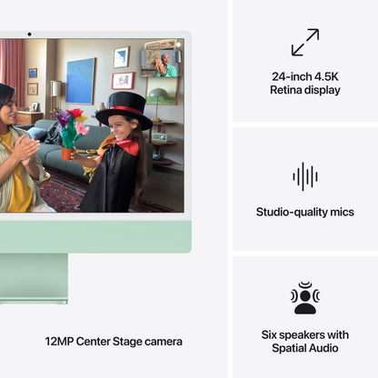 Apple 24-inch iMac with Retina 4.5K display: M4 chip w 10C CPU / 10C GPU, 512GB SSD, 16GB Memory - Green - MWV03LL/A (Fall 2024)