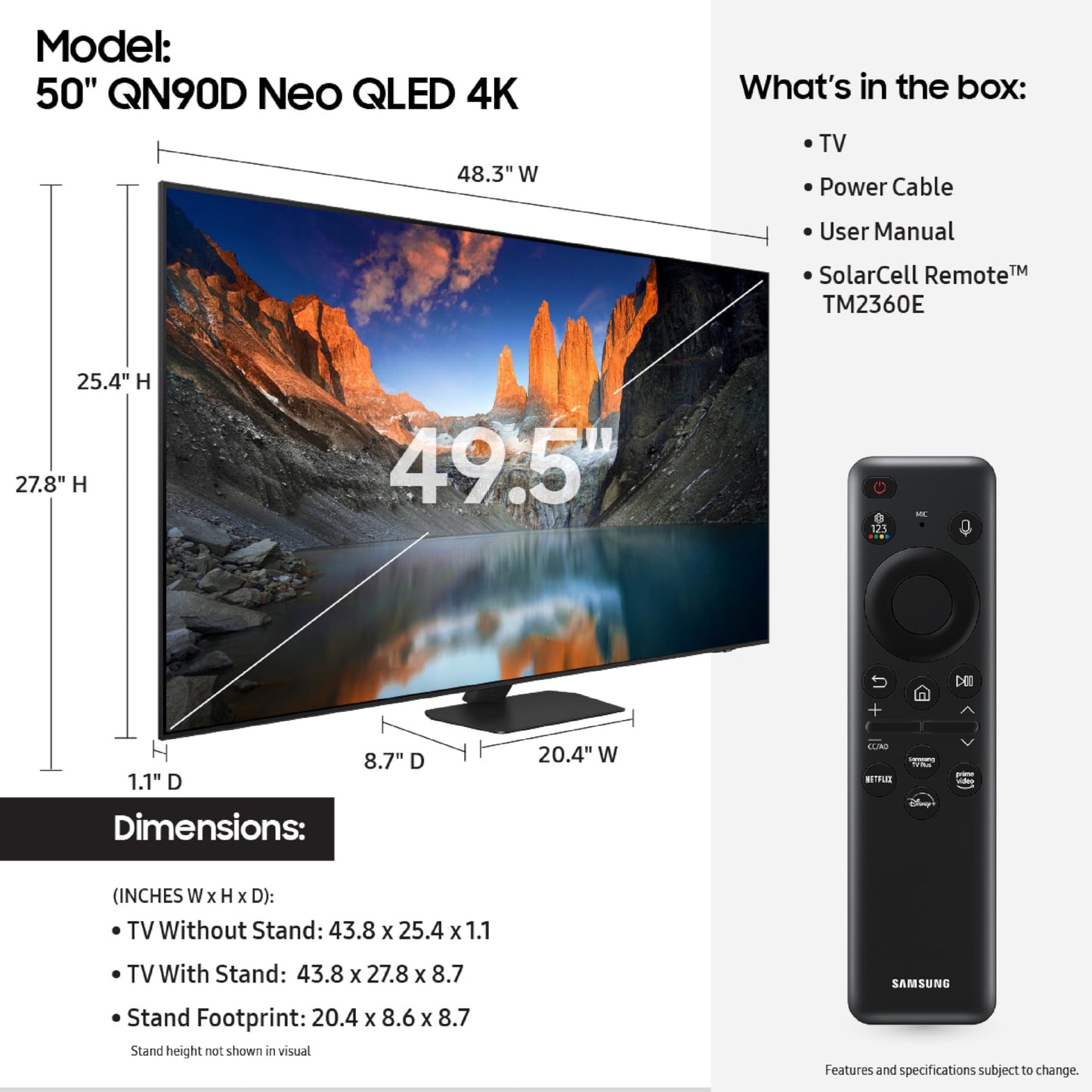 Samsung 50-in QN90D Neo QLED 4K Smart TV - QN50QN90DAFXZA (2024)