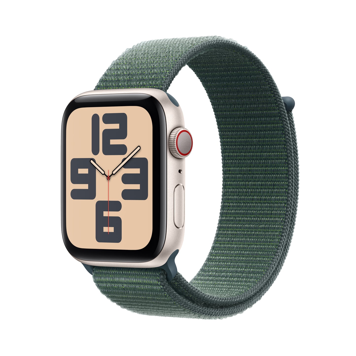 Apple Watch SE GPS + Cellular 44mm Starlight Aluminum Case with Lake Green Sport Loop - MXG93LL/A (2024)