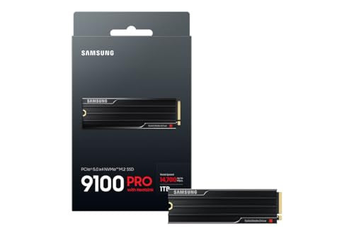 Samsung 1TB 9100 Pro with Heatsink Internal SSD Drive, PCIe 5.0 x4, NVMe 2.0 - MZ-VAP1T0CW