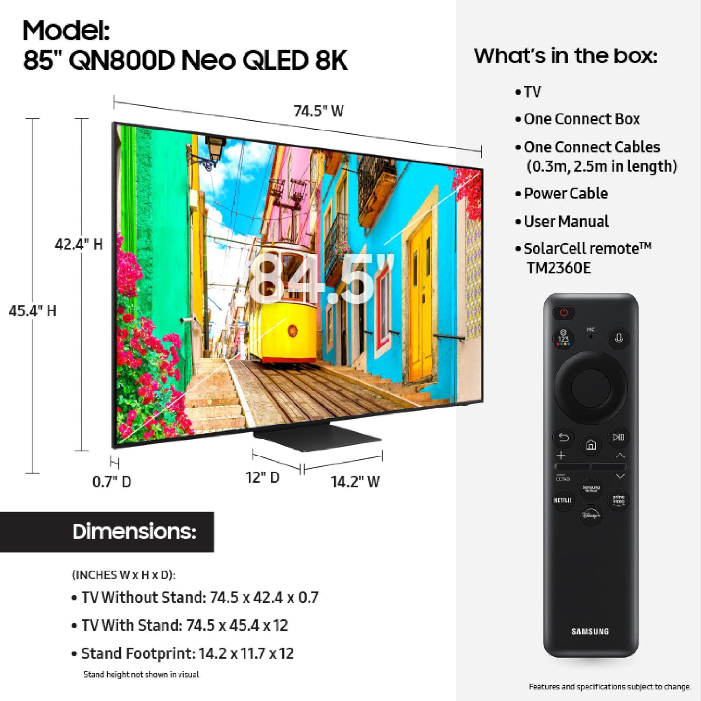 Samsung 85-in QN800D Neo QLED 8K Smart TV - QN85QN800DFXZA (2024)