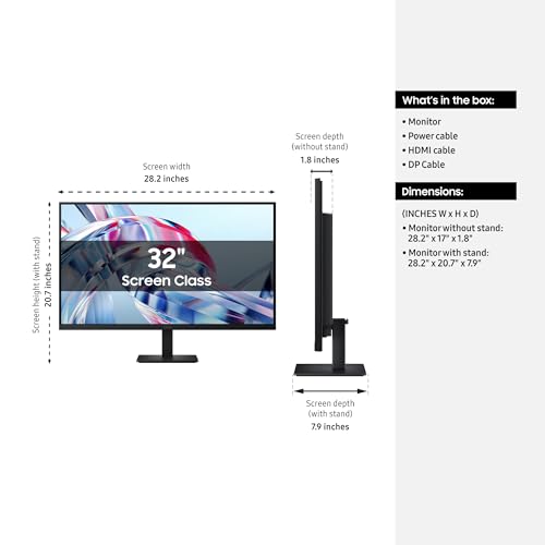 Samsung 32-in Computer Monitor - UHD, VA, 60Hz, 1HDMI, 1DP, Simple Stand, Slim Design - LS32H704EANXZA (2026)