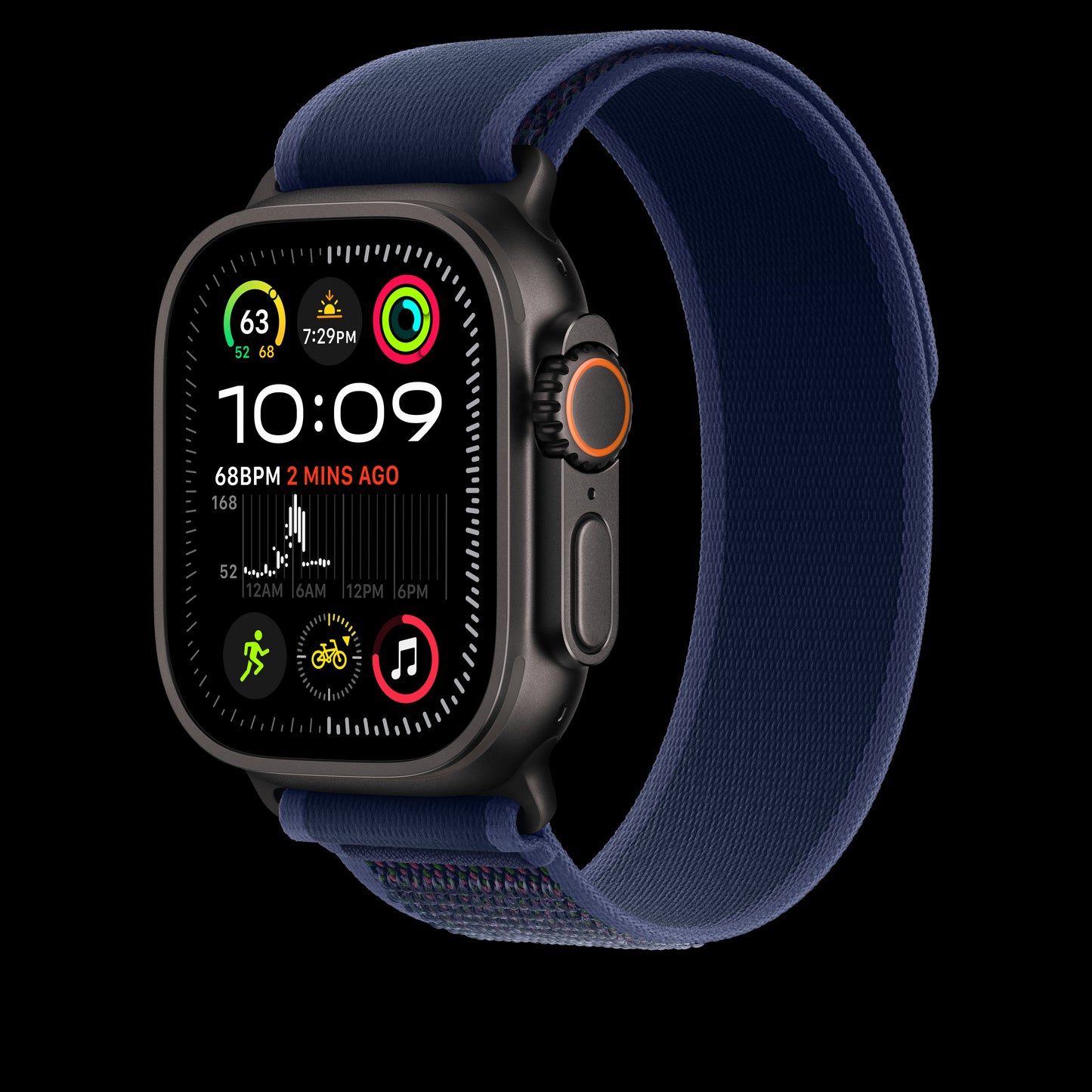 Apple 49mm Blue Trail Loop - M/L - Black Titanium Finish - MYQ83AM/A (2024)