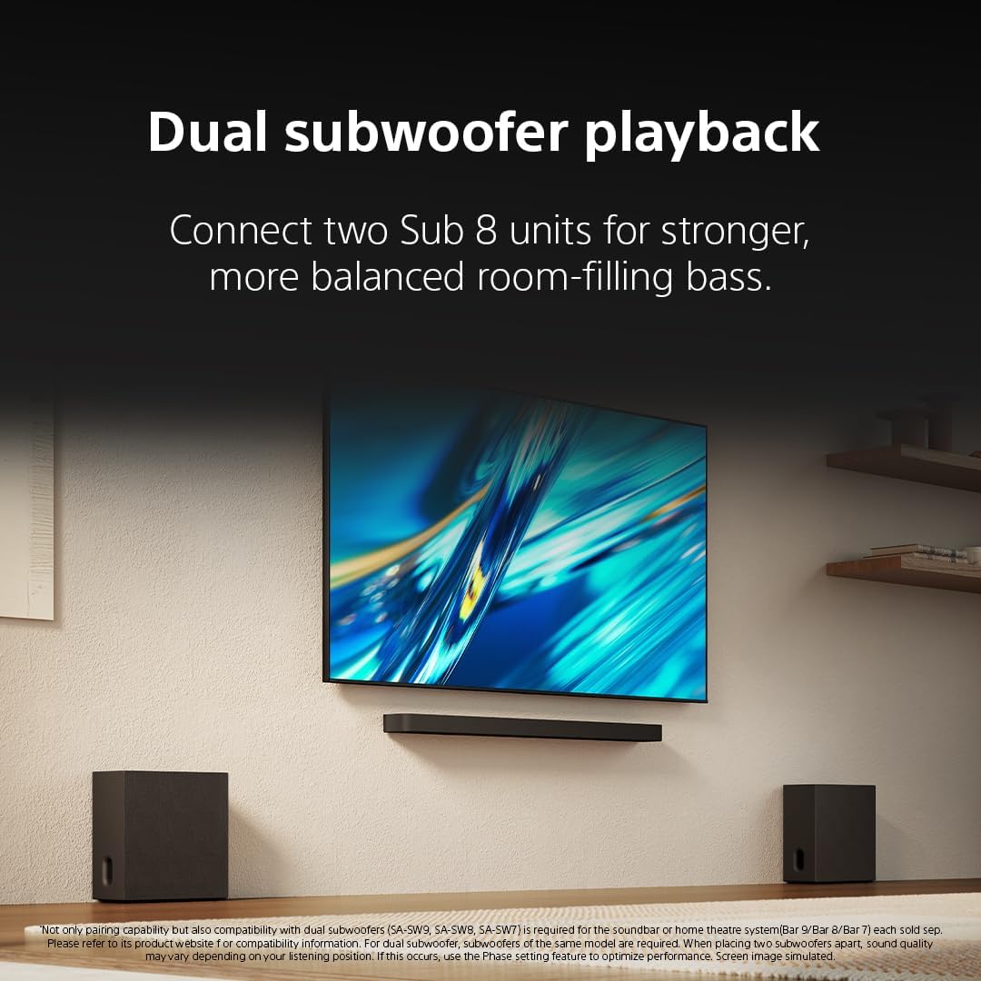 Sony SASW8 BRAVIA Theater Sub 8 Wireless Subwoofer for Quad/Bar 9/Bar 8/Bar 7/HT-A7000/HT-A5000/HT-A3000