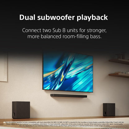 Sony SASW8 BRAVIA Theater Sub 8 Wireless Subwoofer for Quad/Bar 9/Bar 8/Bar 7/HT-A7000/HT-A5000/HT-A3000