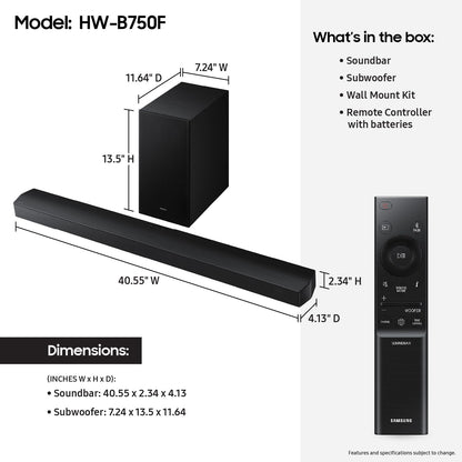Samsung HW-B750F 5.1 Channel Soundbar, 400W Dolby 5.1ch (2025)