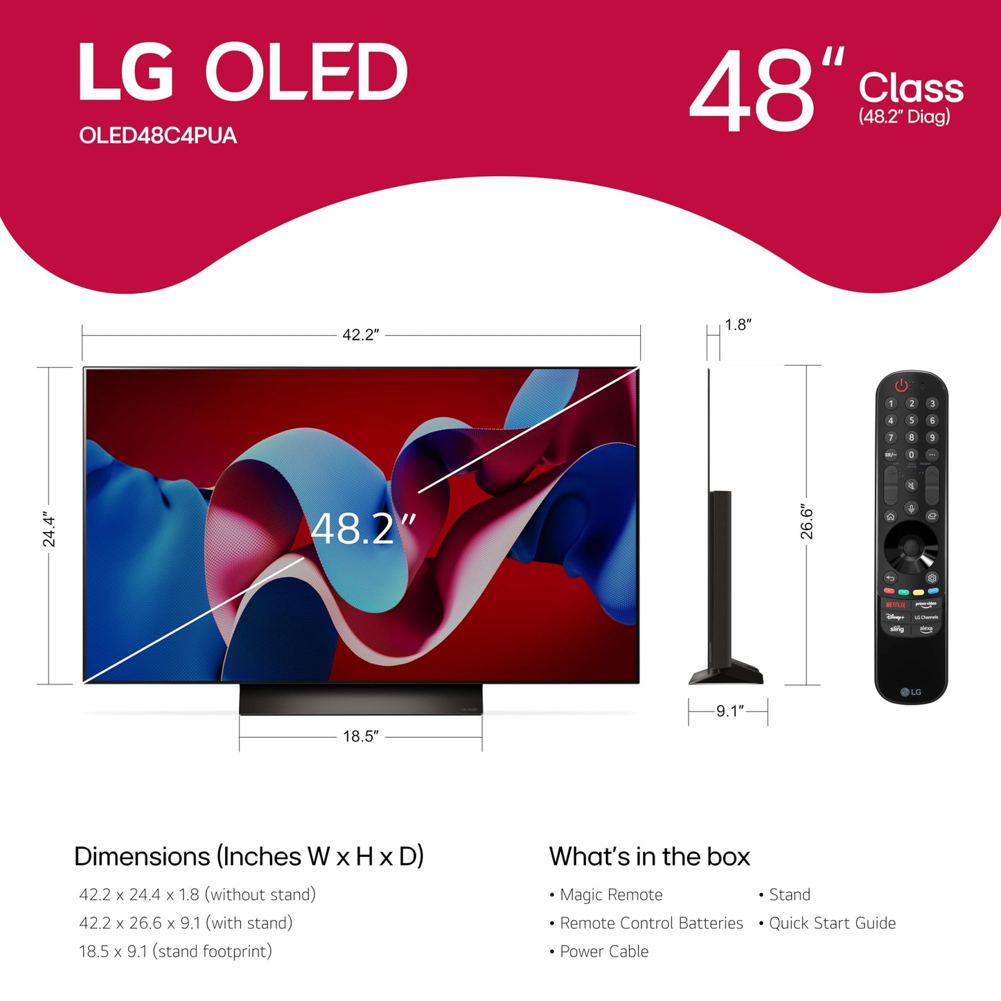 LG 48-in evo C4 Series OLED TV 4K - OLED48C4PUA (2024)