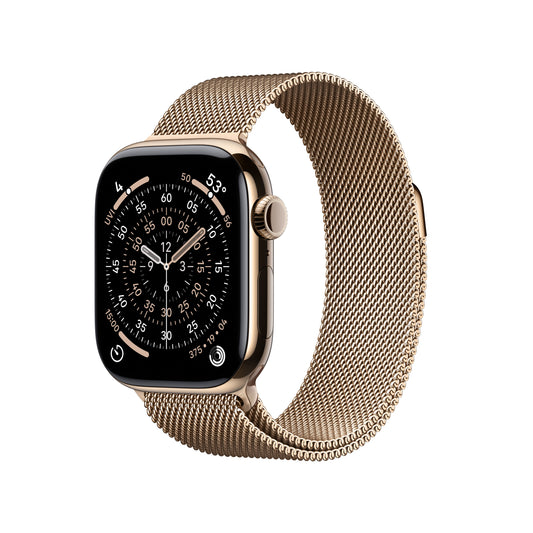 Apple Watch Series 11 GPS + Cellular 42mm Gold Titanium Case with Gold Milanese Loop - MF8Y4LW/A - (Fall 2025)