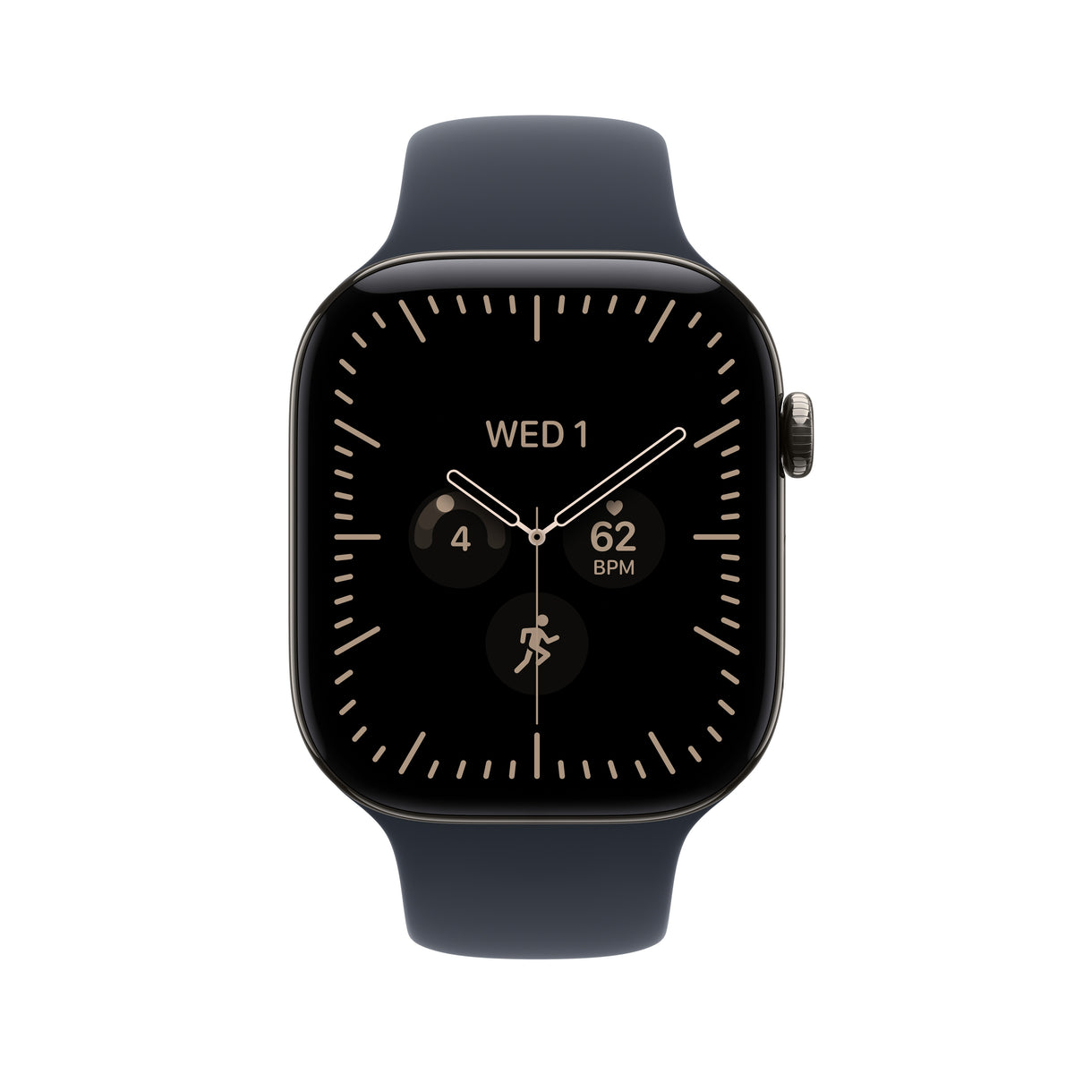 Apple Watch Series 12 GPS + Cellular 46mm Natural Titanium Case with Navy Blue Sport Band - M/L - MJGN4LS/A (2026)