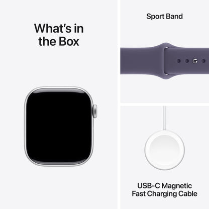 (Open Box) Apple Watch Series 11 GPS 42mm Silver Aluminum Case with Purple Fog Sport Band - S/M - MEU64LW/A - (Fall 2025)