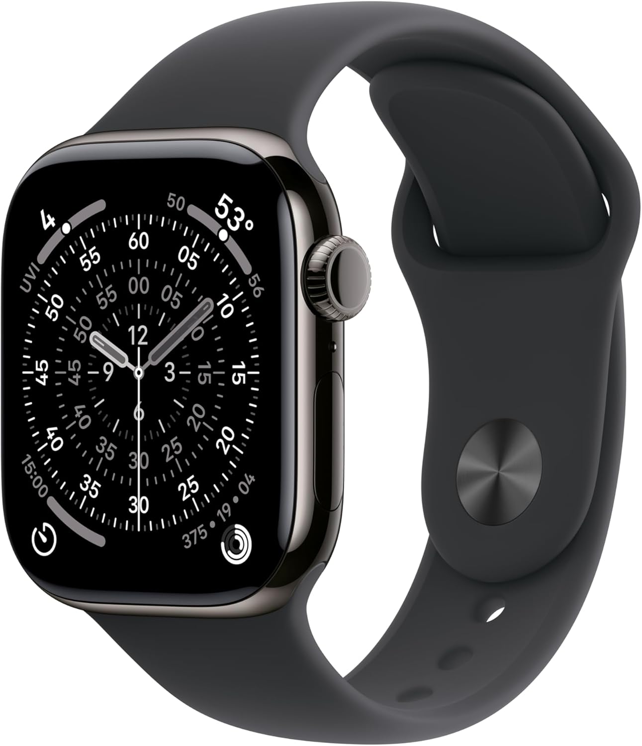 Apple Watch Series 11 GPS + Cellular 42mm Slate Titanium Case with Black Sport Band - M/L - MF8T4LW/A - (Fall 2025)