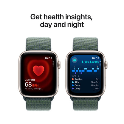 (Open Box) Apple Watch SE GPS 44mm Starlight Aluminum Case with Lake Green Sport Loop - MXEW3LL/A (2024)