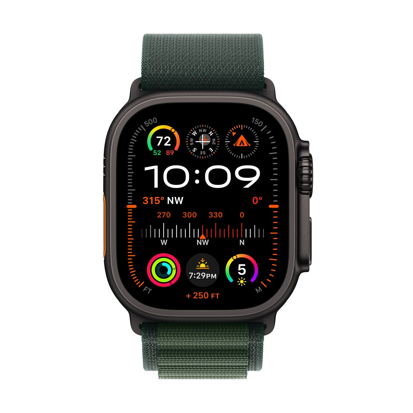 Apple Watch Ultra 2 GPS + Cellular 49mm Black Titanium Case with Dark Green Alpine Loop - Large - MX4T3LW/A (2024)