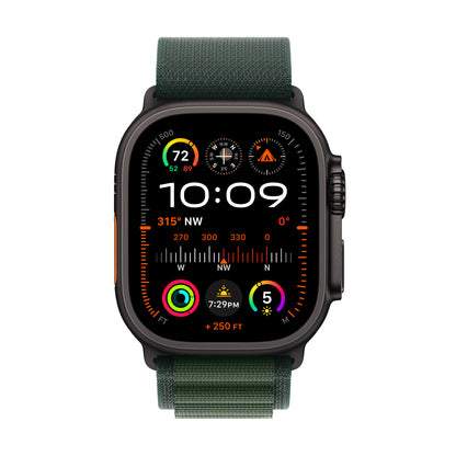 Apple Watch Ultra 2 GPS + Cellular 49mm Black Titanium Case with Dark Green Alpine Loop - Large - MX4T3LW/A (2024)