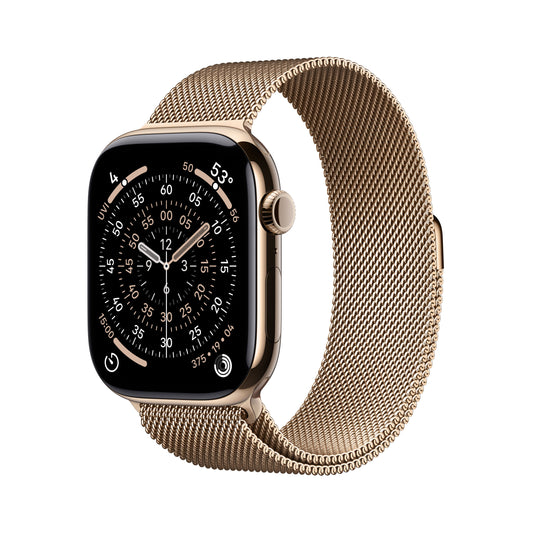 Apple Watch Series 11 GPS + Cellular 46mm Gold Titanium Case with Gold Milanese Loop - S/M - MFD74LW/A - (Fall 2025)