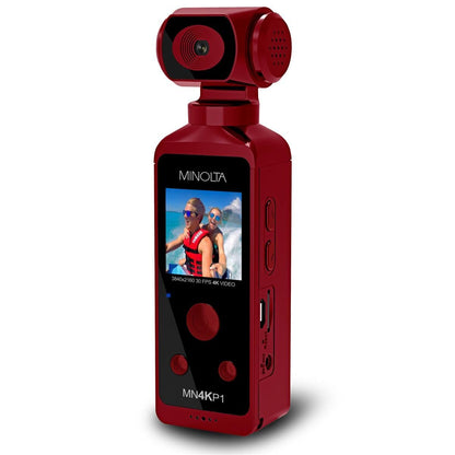 Minolta MN4KP1 4K Ultra HD Pocket Camcorder w/WiFi & Waterproof Housing (Red)