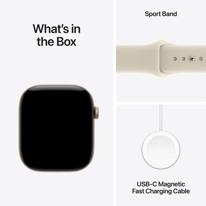 Apple Watch Series 12 GPS + Cellular 46mm Light Gold Aluminum Case with Sand Sport Band - S/M - MJGA4LS/A (2026)