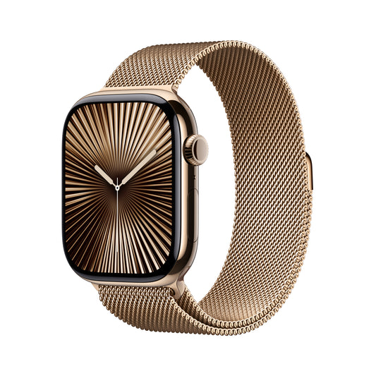 (Open Box) Apple Watch Series 10 GPS + Cellular 46mm Gold Titanium Case with Gold Milanese Loop - S/M - MC7T4LW/A (2024)