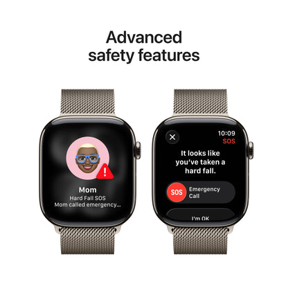 (Open Box) Apple Watch Series 11 GPS + Cellular 46mm Natural Titanium Case with Natural Milanese Loop - M/L - MFD04LW/A - (Fall 2025)