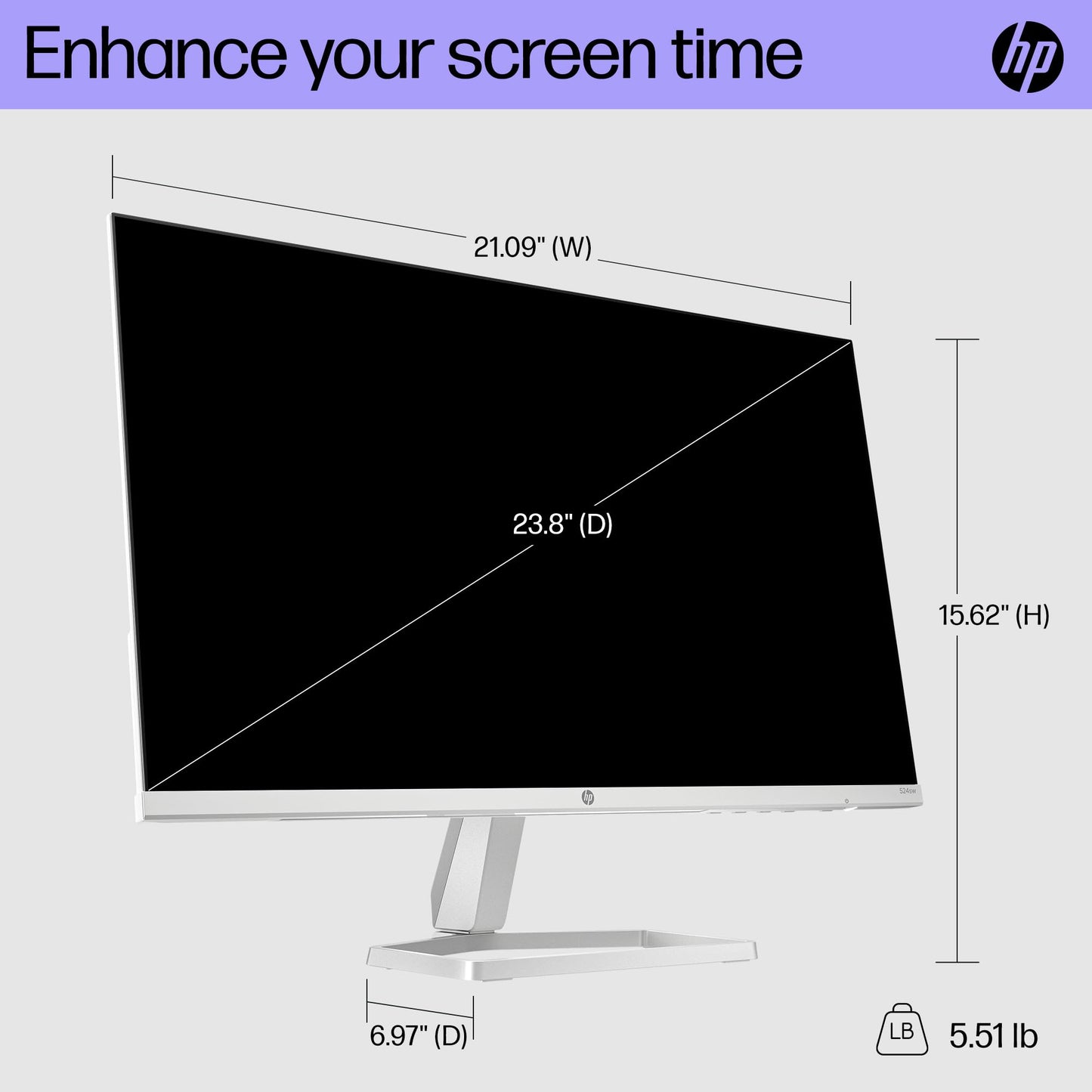 (Open Box) HP Series 5 24-in FHD Computer Monitor, Full HD, IPS Panel, 1500:1 Contrast, 300 nits, Eye Ease with Eyesafe Certification, 524sw