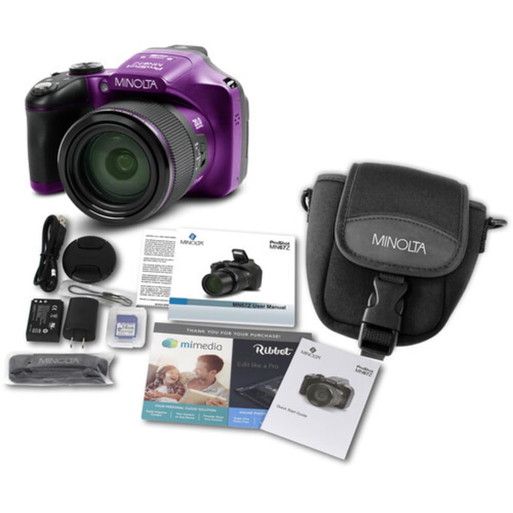 Minolta MN67Z 20 MP / 1080P FHD Bridge Digital Camera w/67x Optical Zoom (Purple)