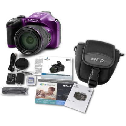 Minolta MN67Z 20 MP / 1080P FHD Bridge Digital Camera w/67x Optical Zoom (Purple)