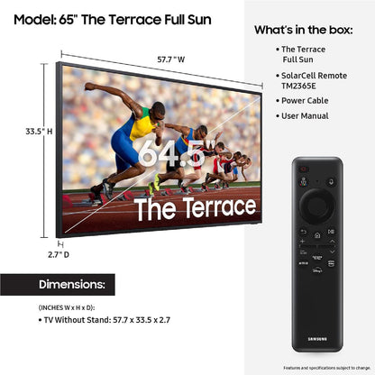 Samsung 65-in Neo QLED 4K The Terrace Full Sun, Weatherproof, Outdoor TV, (QN65LST9DAFXZA, 2024)