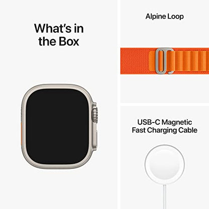 Apple Watch Ultra GPS + Cellular, 49mm Titanium Case w Orange Alpine Loop - Medium (2022)