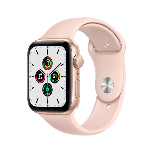 Apple Watch SE GPS, 44mm Gold Aluminum Case w Pink Sand Sport Band