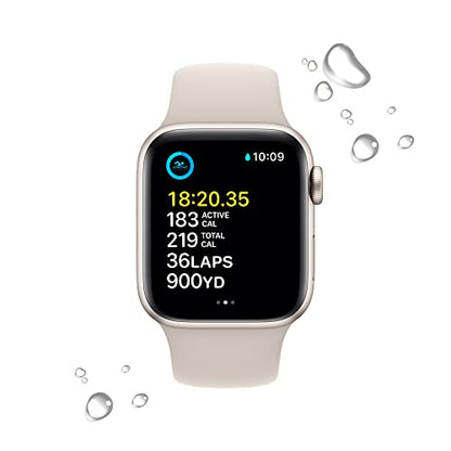 Apple Watch SE GPS + Cellular 40mm Starlight Aluminum Case w Starlight Sport Band - M/L (2022)