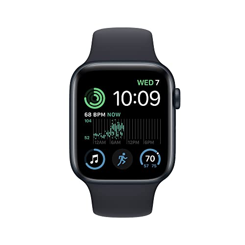 Apple Watch SE GPS + Cellular 44mm Midnight Aluminum Case w Midnight Sport Band - M/L (2022)