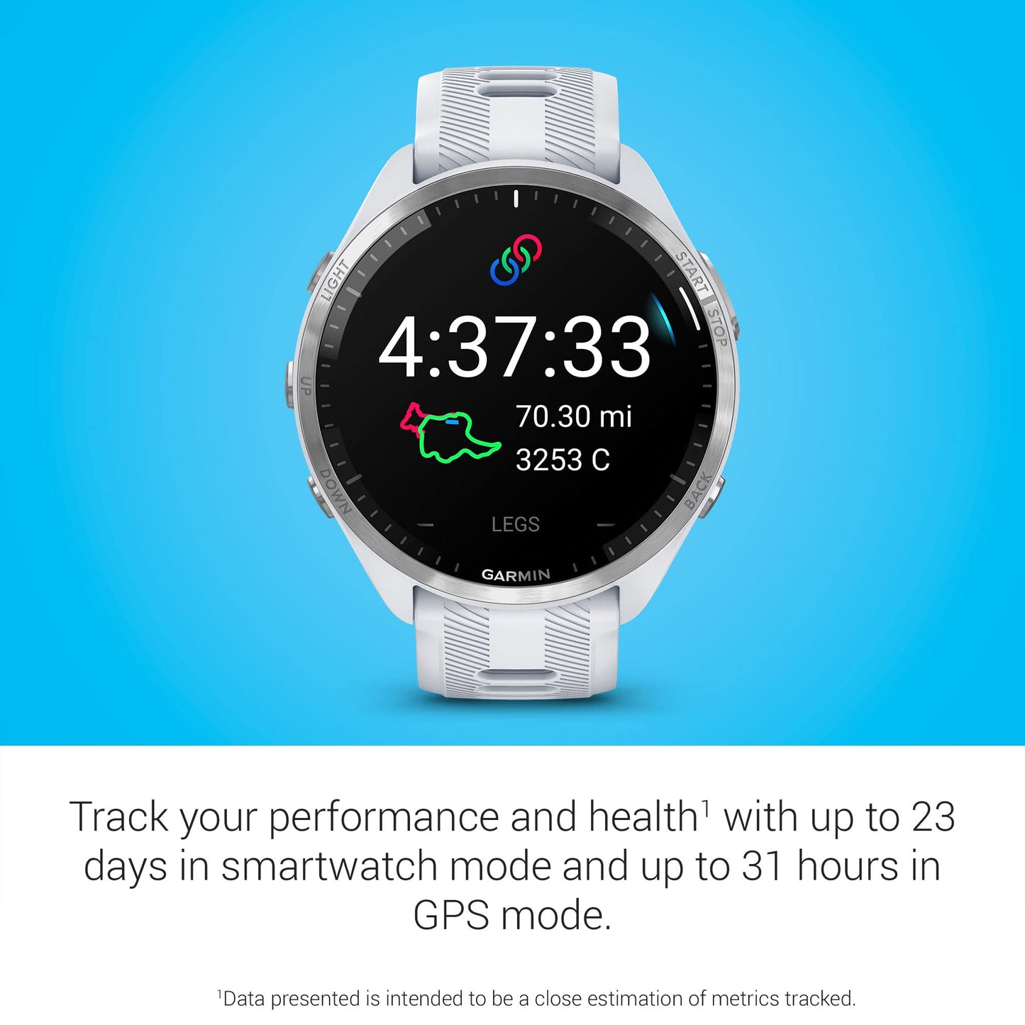 Garmin Forerunner® 965 Running Smartwatch, Whitestone and Powder Gray