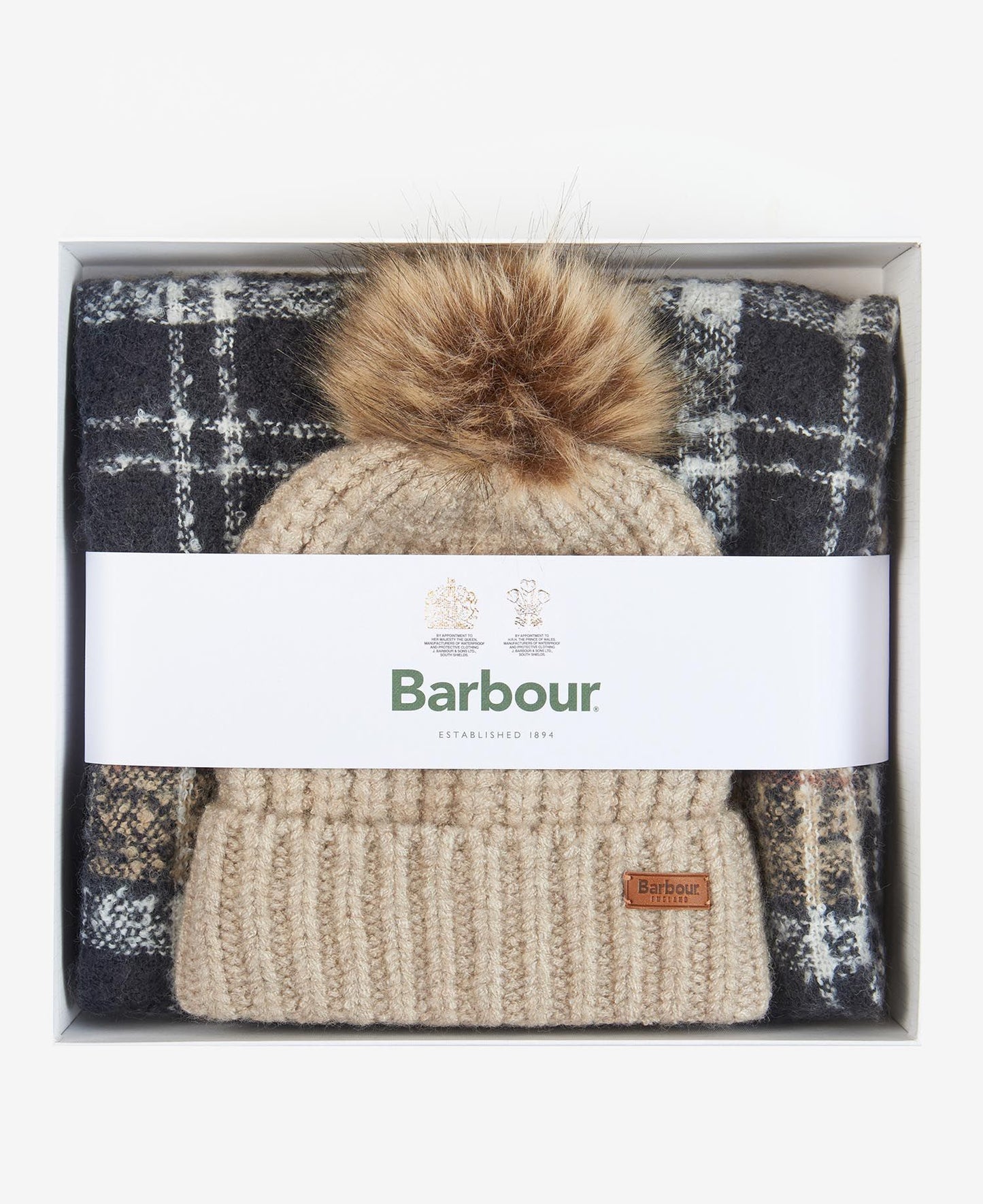 Barbour Women's Saltburn Beanie & Tartan Scarf Set - Rosewood