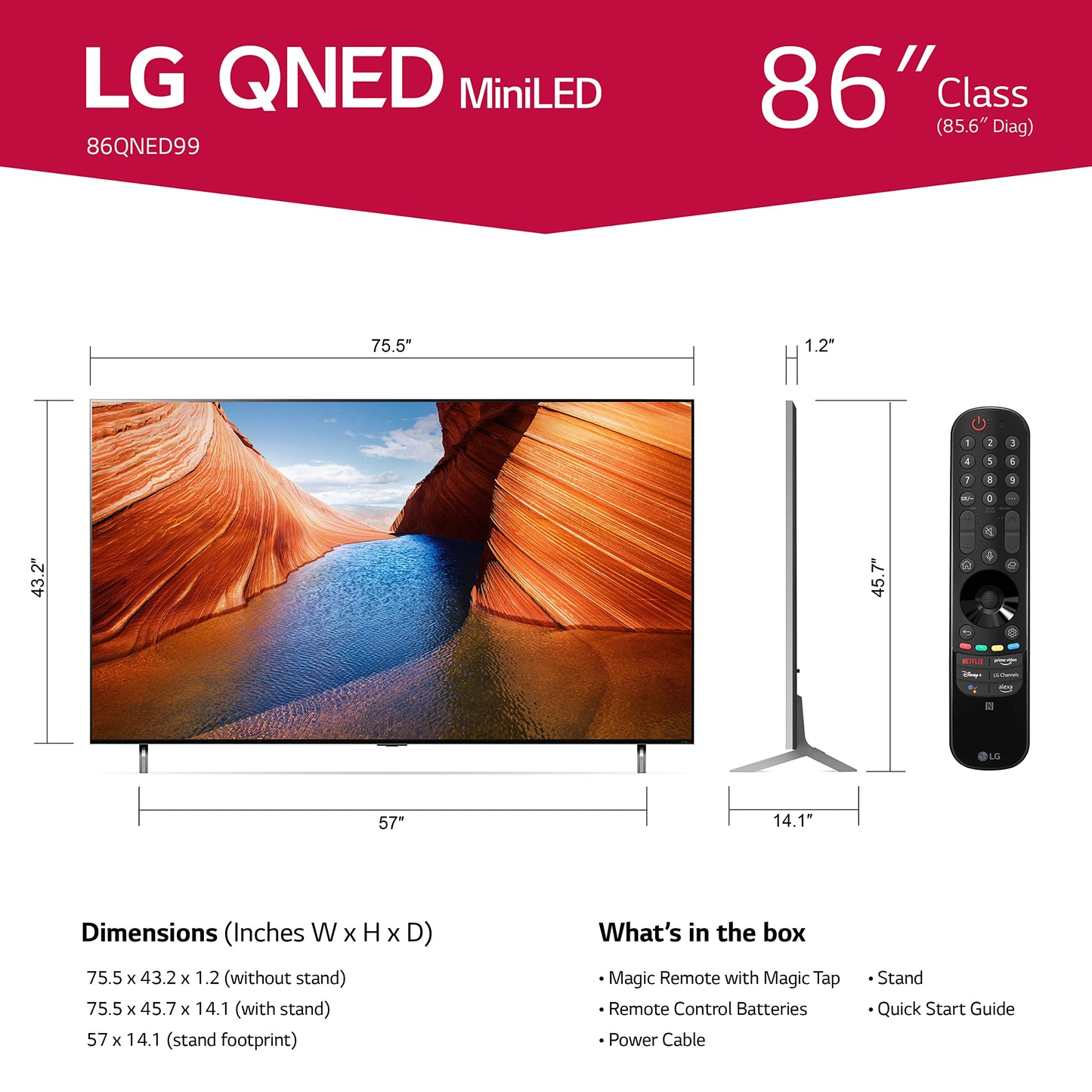 LG QNED 86-in 8K UHD MINI-LED Smart TV - 86QNED99UQA (2023)