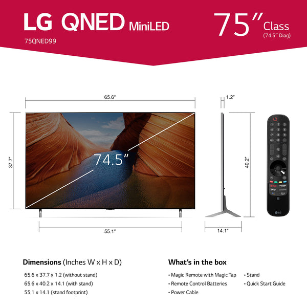 LG QNED99 75in 8K HDR Smart Quantum Dot NanoCell MiniLED TV 75QNED