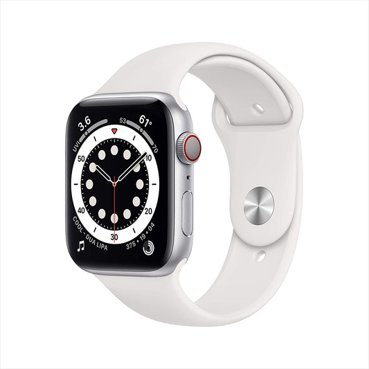 Apple Watch Series 6 GPS + Cellular 44mm Silver Aluminum w White Sport Band