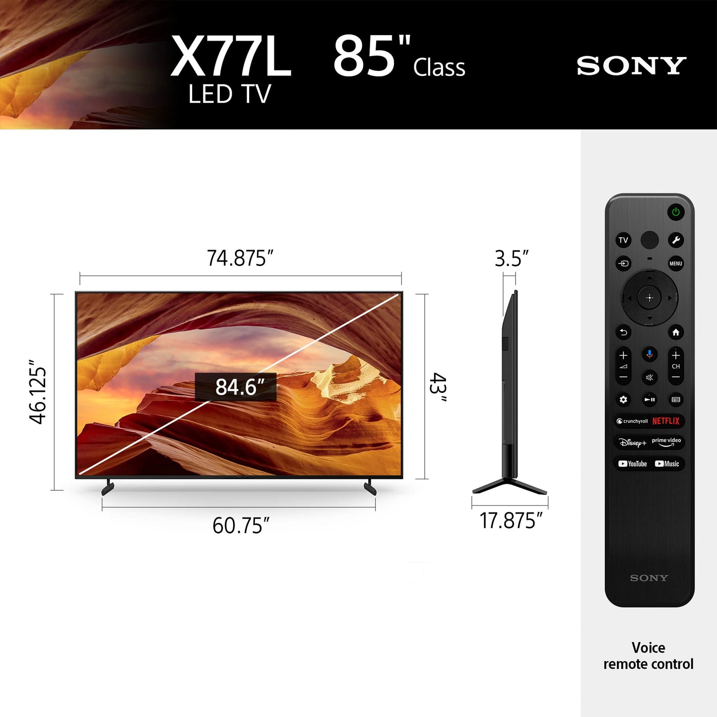 Sony KD85X77L 85-in 4K Ultra HD TV X77L LED Smart TV (2023)
