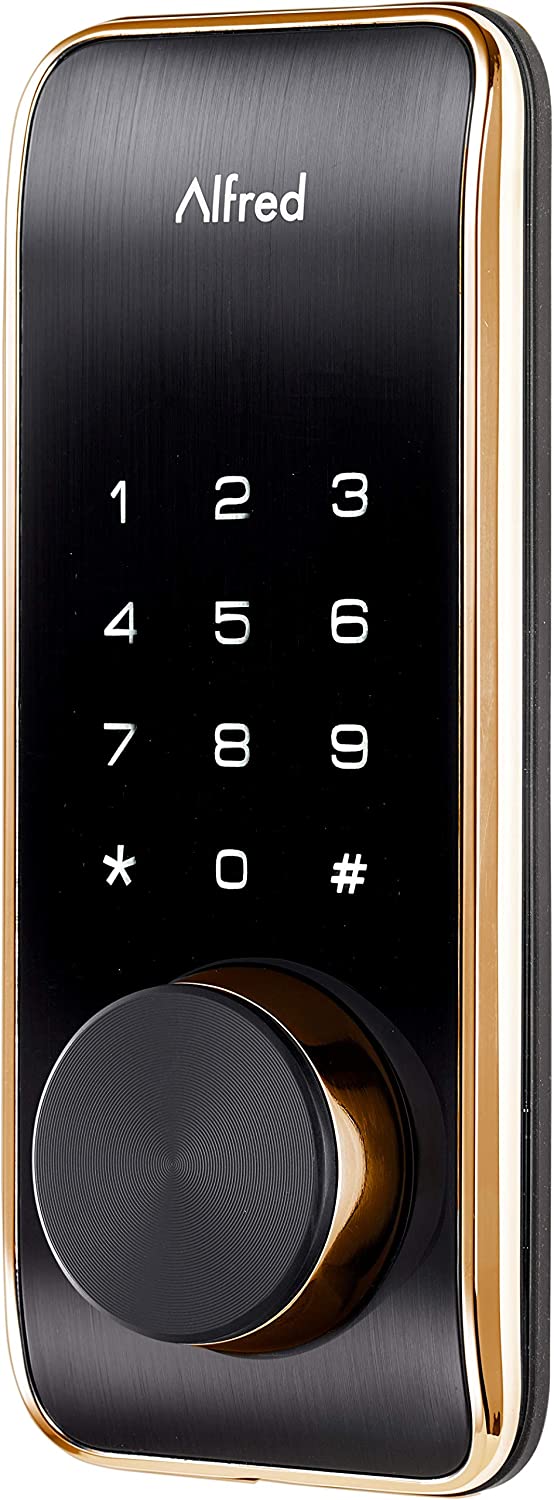 Alfred DB2-B-GL Smart Door Lock Deadbolt Touchscreen Keypad,  Key Entry + Bluetooth - Gold