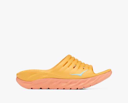 Hoka Ora Recovery Slide (Unisex) - Amber Yellow / Shell Coral - Size M4/W6