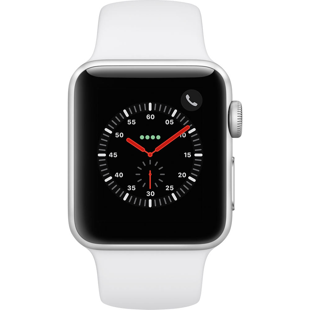 Apple Watch Series 3 GPS + Cellular 38mm Silver Aluminum, White Sport Band