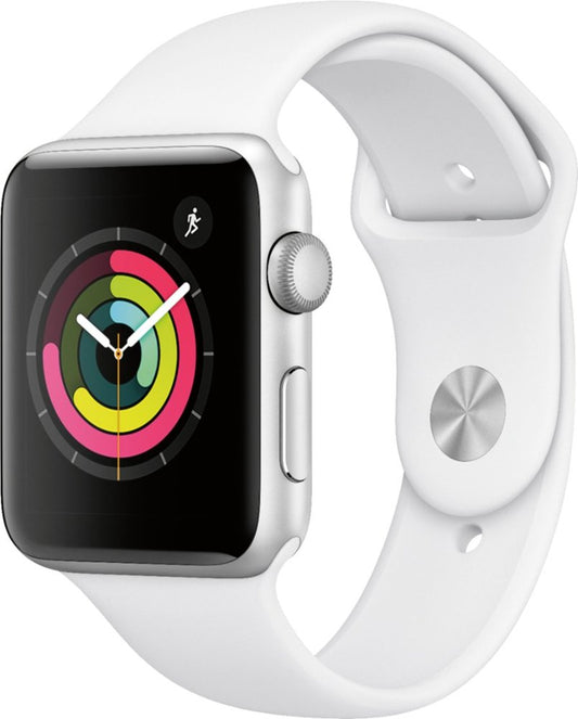 Apple Watch Series 3 GPS 42mm Silver Aluminum, White Sport Band