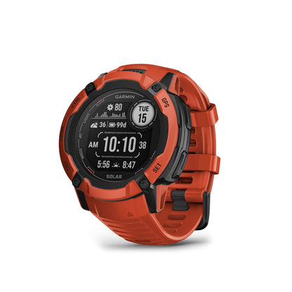 Garmin Instinct 2X Solar, Rugged GPS Smartwatch, Built-in Flashlight, Solar Charging Capability, Multi-Band GNSS, Flame Red